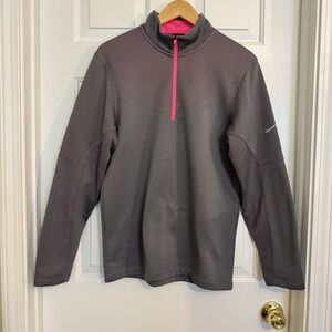Nike Golf‎ Therma-Fit 1/4 Zip Pullover Grey/Pink Sweatshirt Woman's Size Small